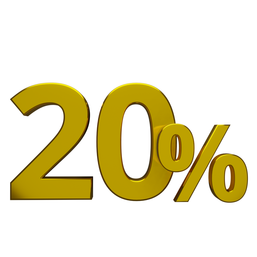 3D Gold 20 Percent Discount png