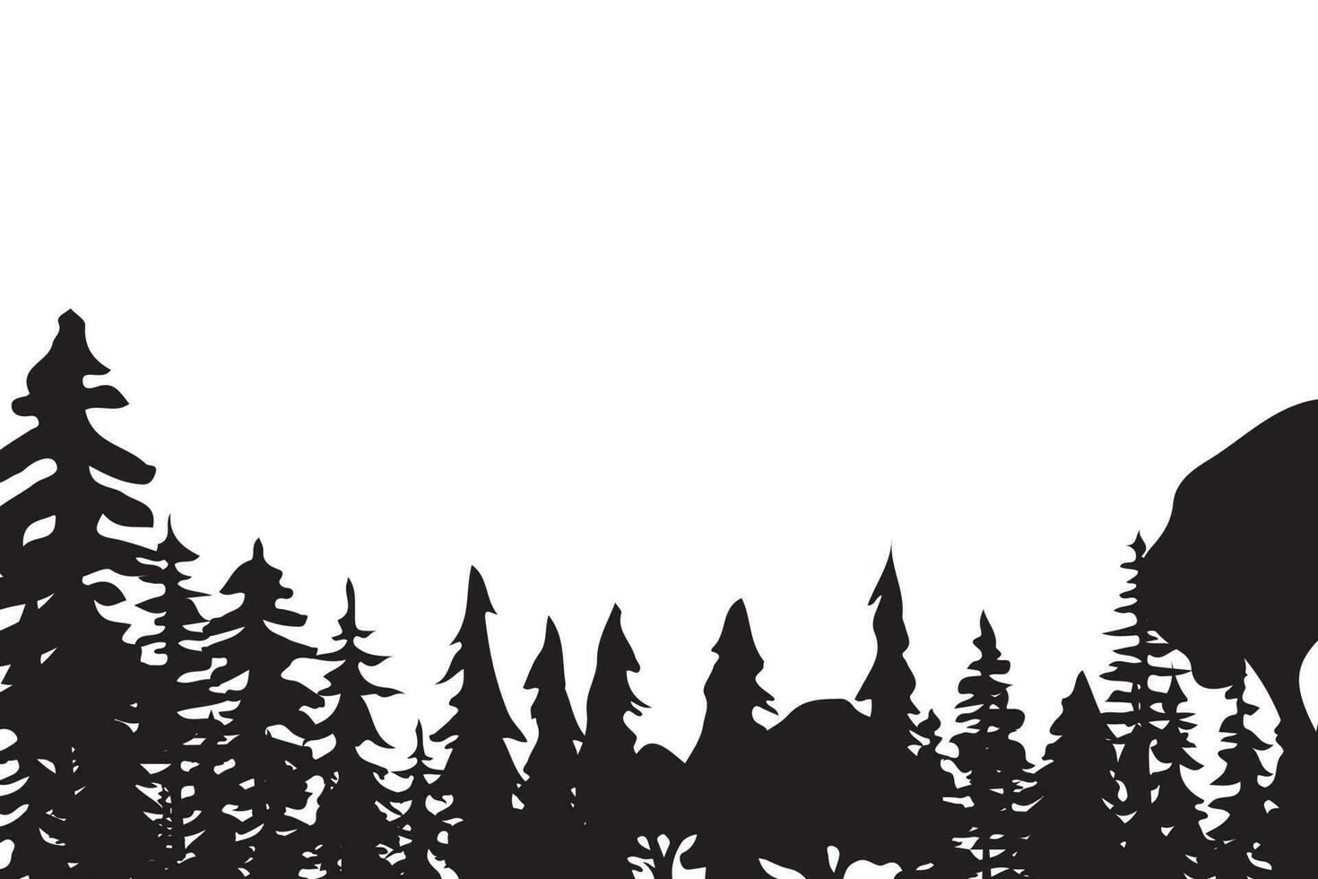 Vector collection of black pine trees on white background
