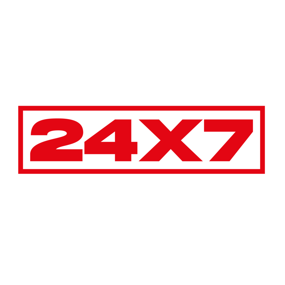24x7 Red Stamp on a Transparent Background png