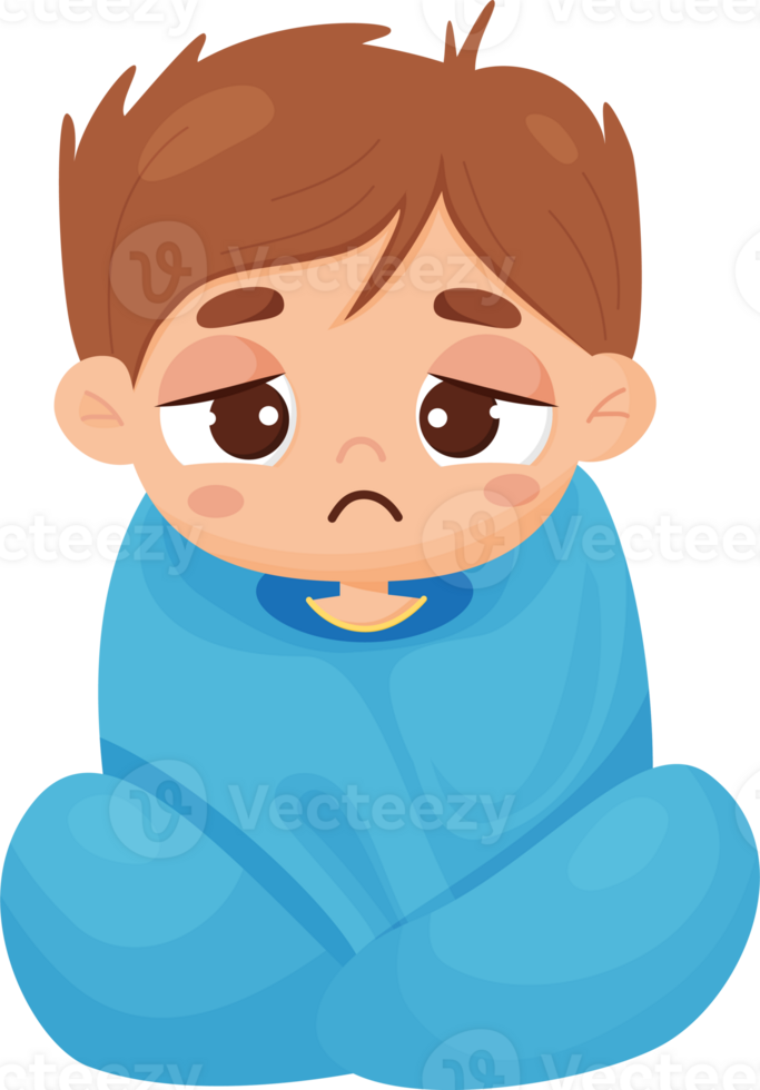 sick boy wrapped in blanket png