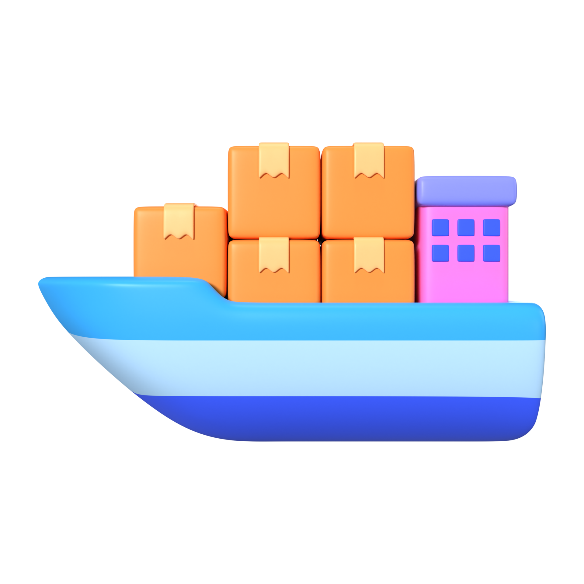 Cargo Ship 3D Illustration Icon 23652515 PNG