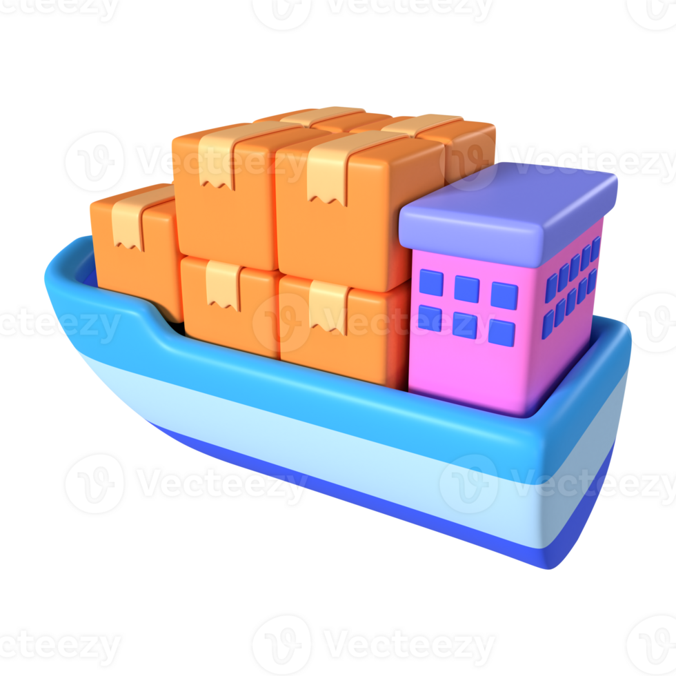 Cargo Ship 3D Illustration Icon png