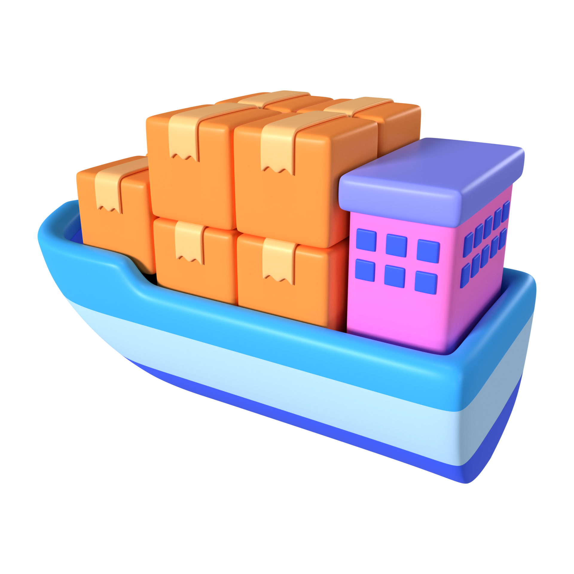 Cargo Ship 3D Illustration Icon 23652519 PNG