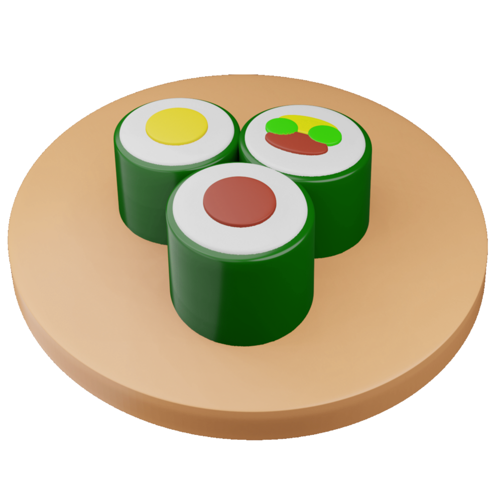 sushi illustration design in 3d style png