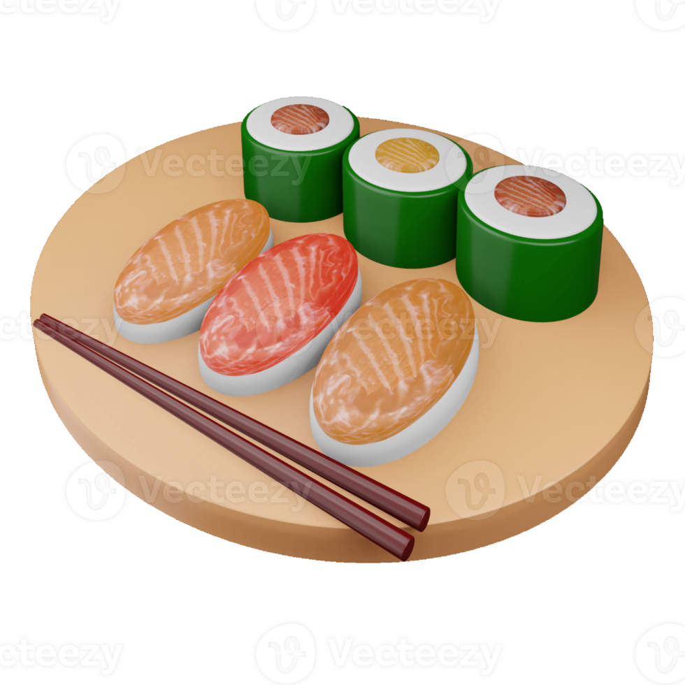 sushi illustration design in 3d style png