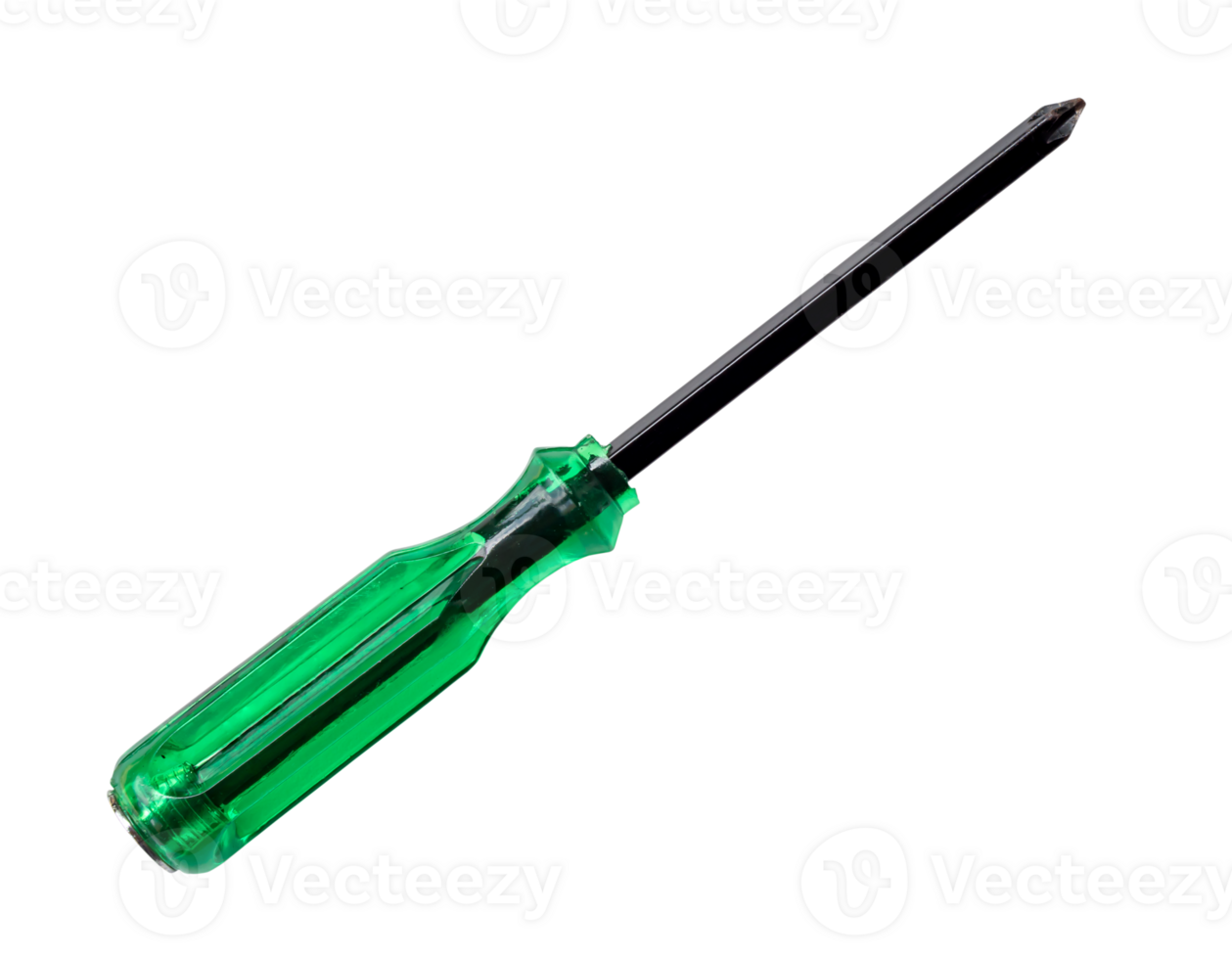 Black screwdriver with green handle isolated with clipping path in png file format