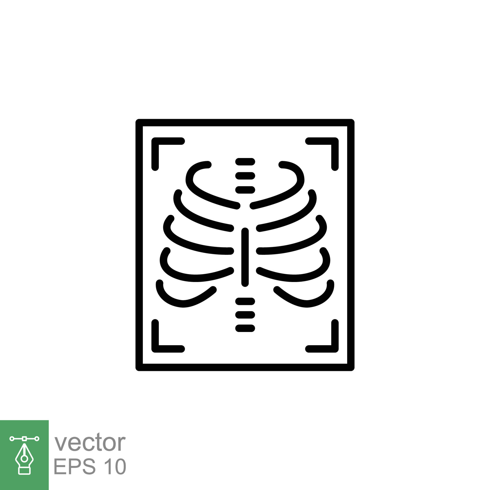 Xray icon. Simple outline style. Radiology, xray, chest, lung, scan