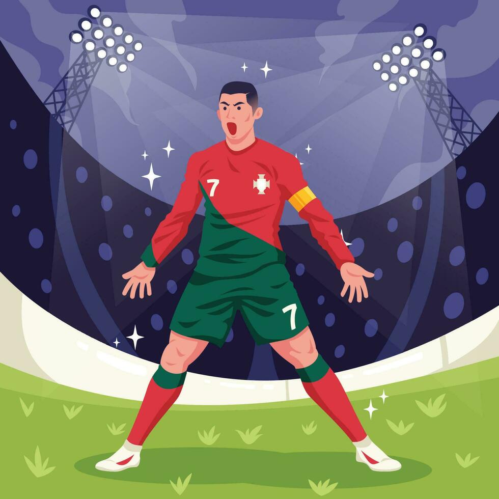 Famous Soccer Player with His Goal Celebration vector