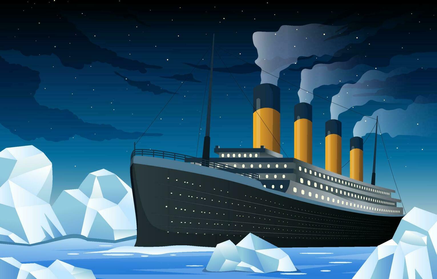 Cruise Ship Sailing Into Iceberg Background vector