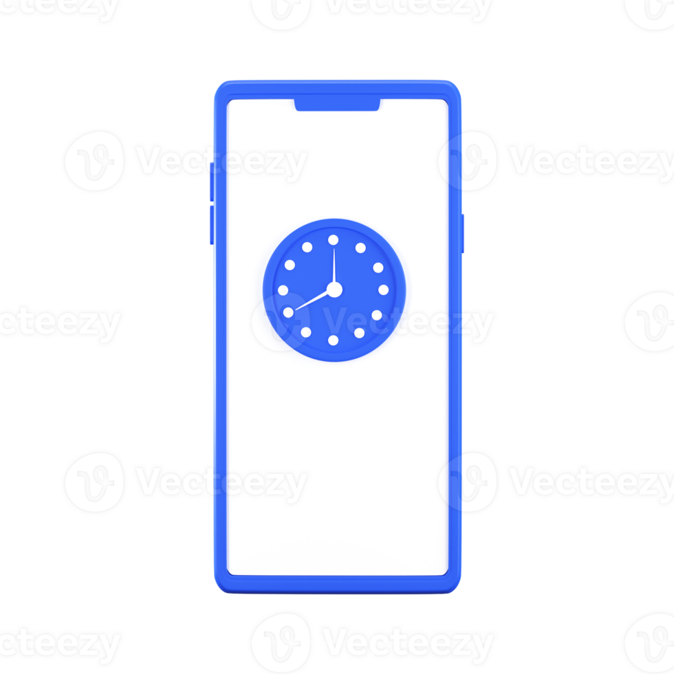 3D Style Clock In Smartphone Screen Blue Element. png