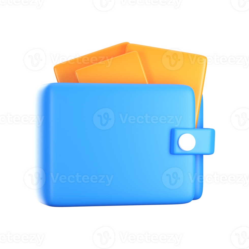 Yellow And Blue Illustration Of Wallet 3D Element. png