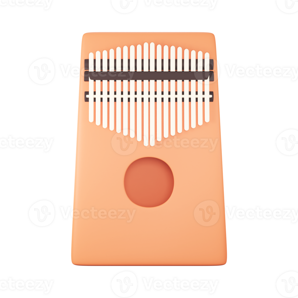 Isolated Mbira Musical Instrument 3D Icon In Peach Color. png