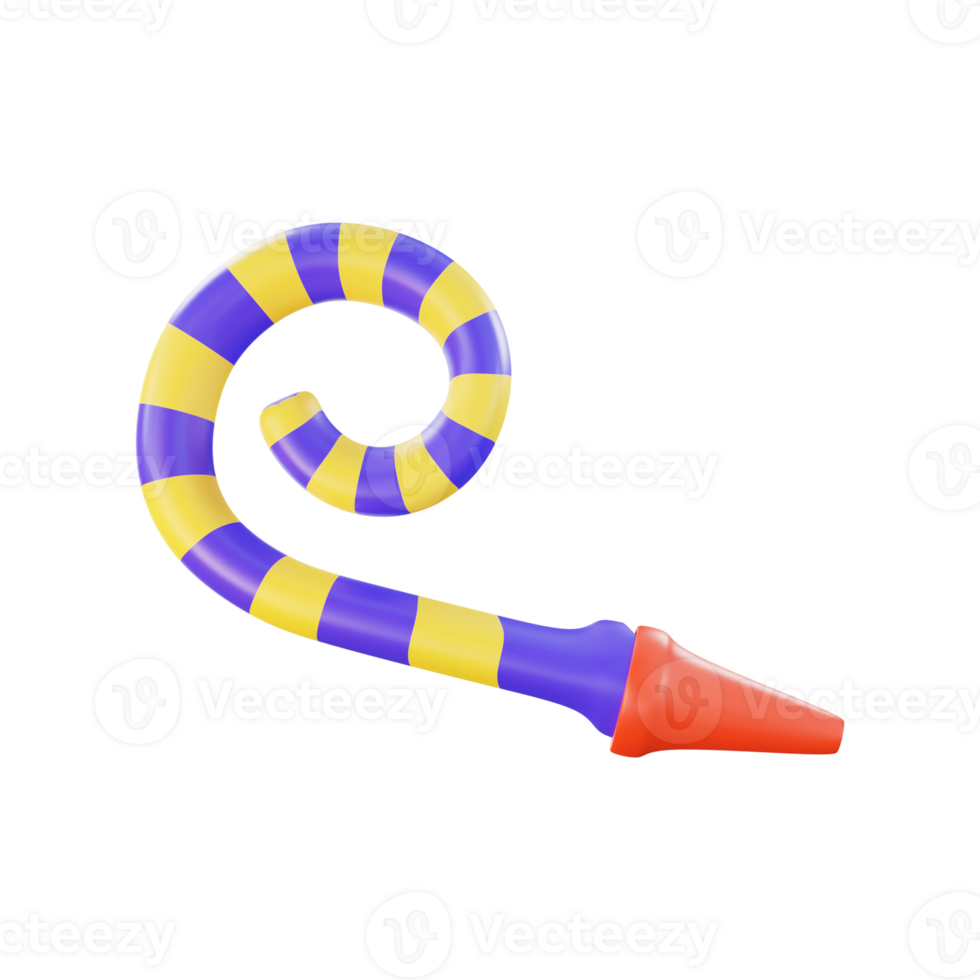Yellow And Purple Party Blower 3D Render Icon. png