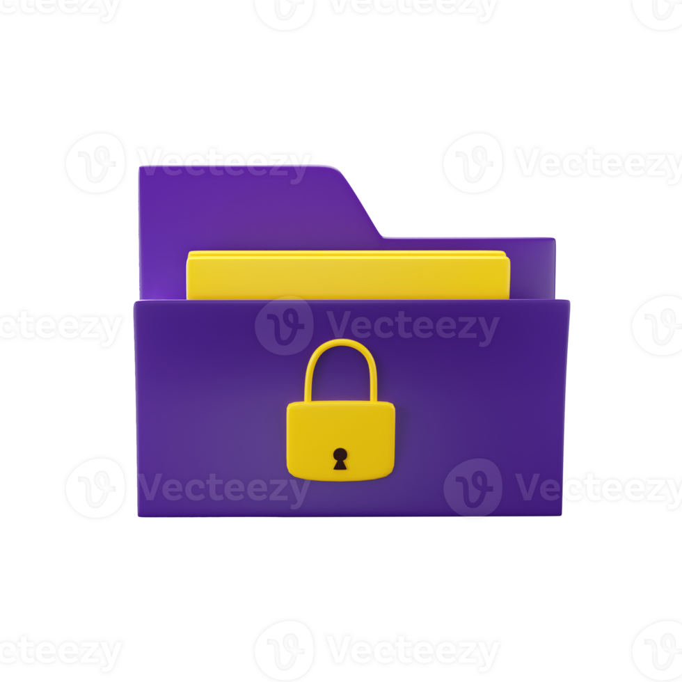 3D Render of Lock Folder Icon In 3D Style. png