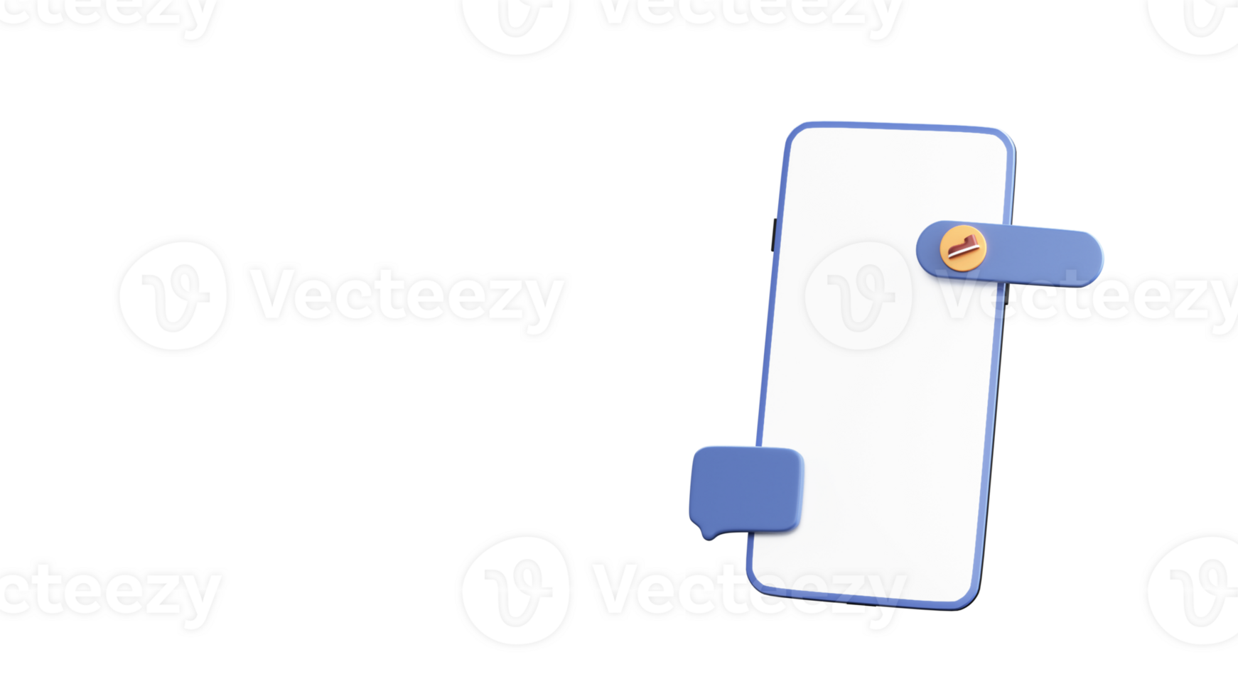3D Render of Smartphone Screen With Searching Shoes, Chat Box Icon. png
