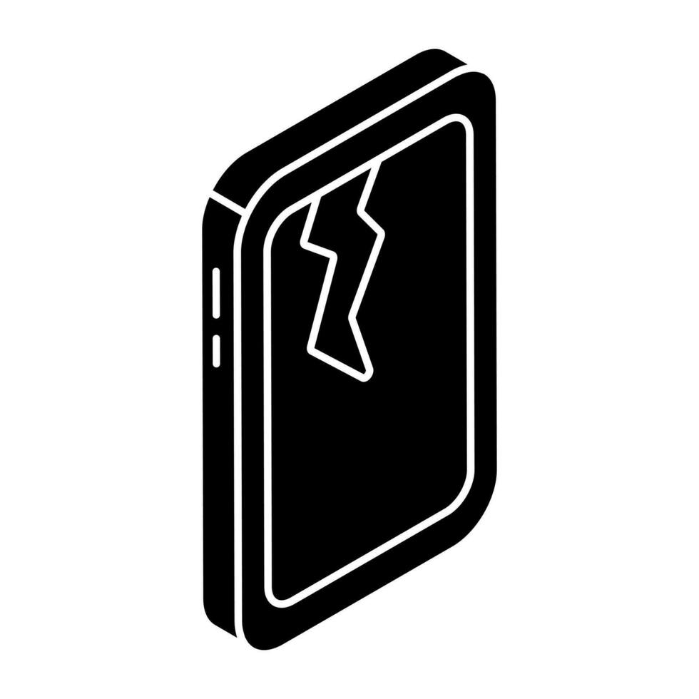 Creative design icon of cracked phone vector