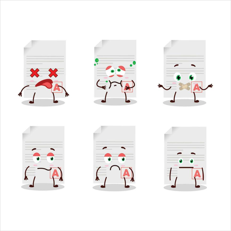 Grades paper cartoon character with nope expression vector