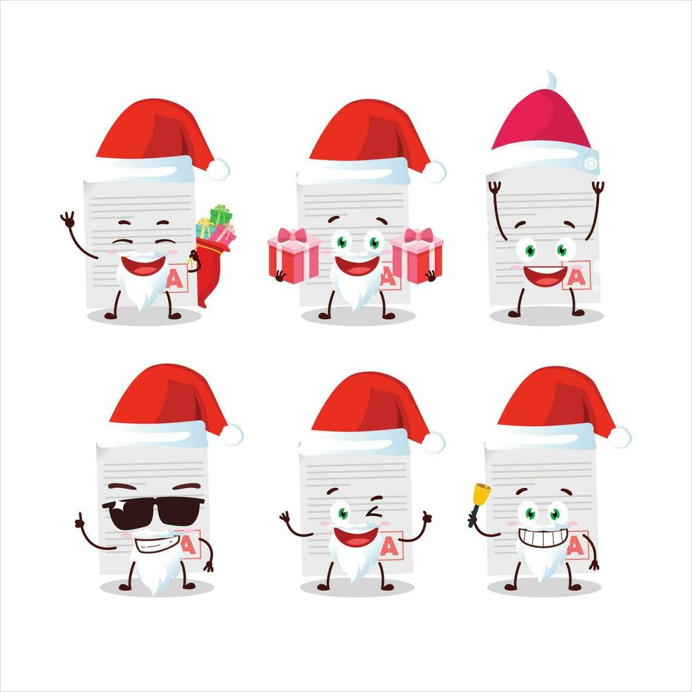 Santa Claus emoticons with grades paper cartoon character vector