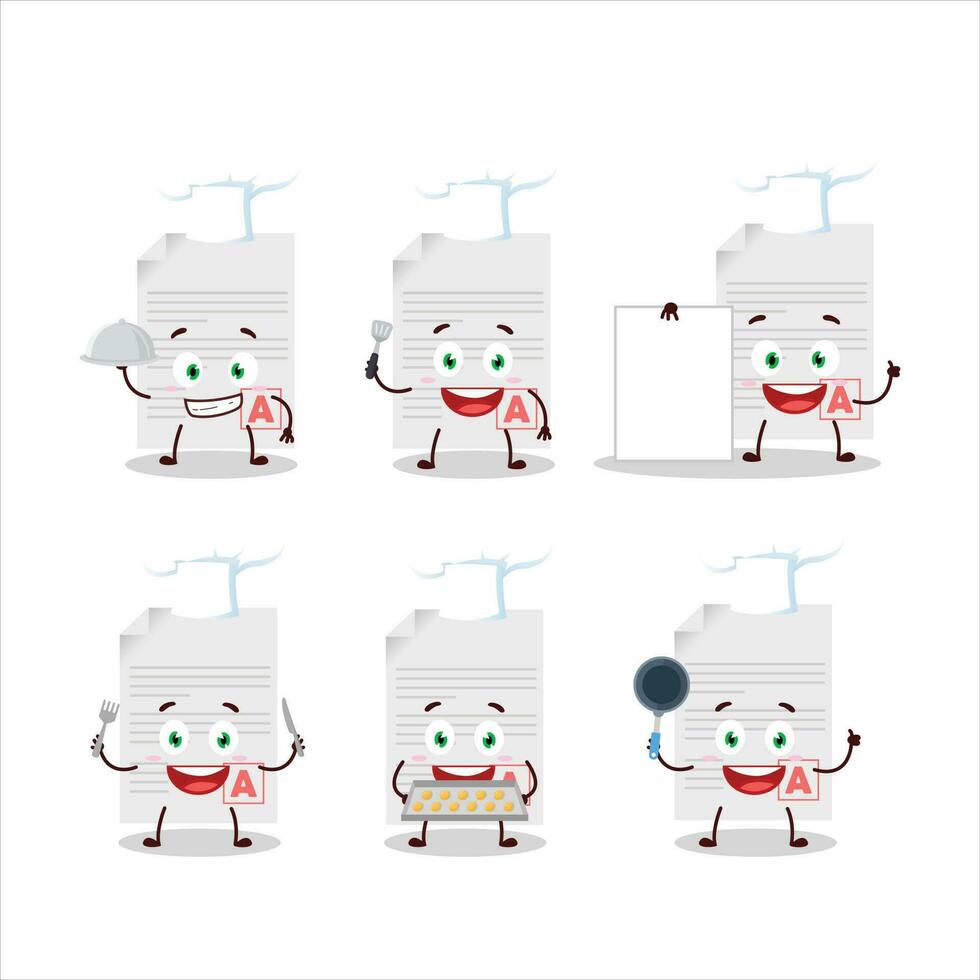 Cartoon character of grades paper with various chef emoticons vector