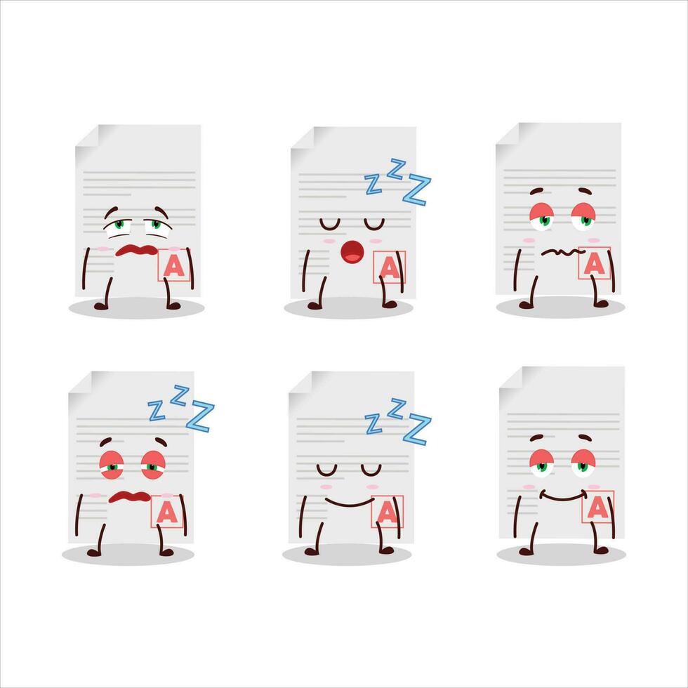 Cartoon character of grades paper with sleepy expression vector