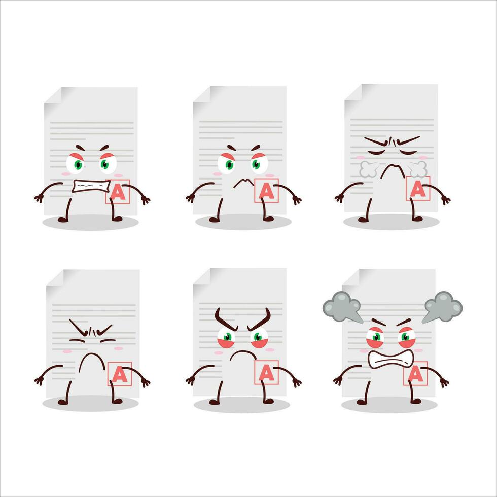 Grades paper cartoon character with various angry expressions vector