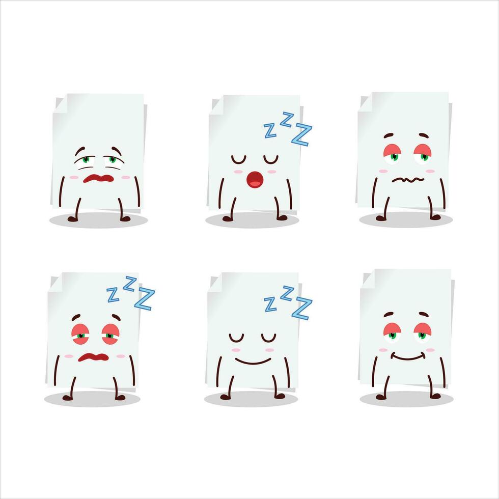 Cartoon character of blank sheet of paper with sleepy expression vector