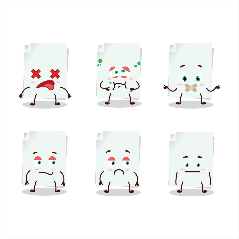 blanco sábana de papel dibujos animados personaje con no expresión vector