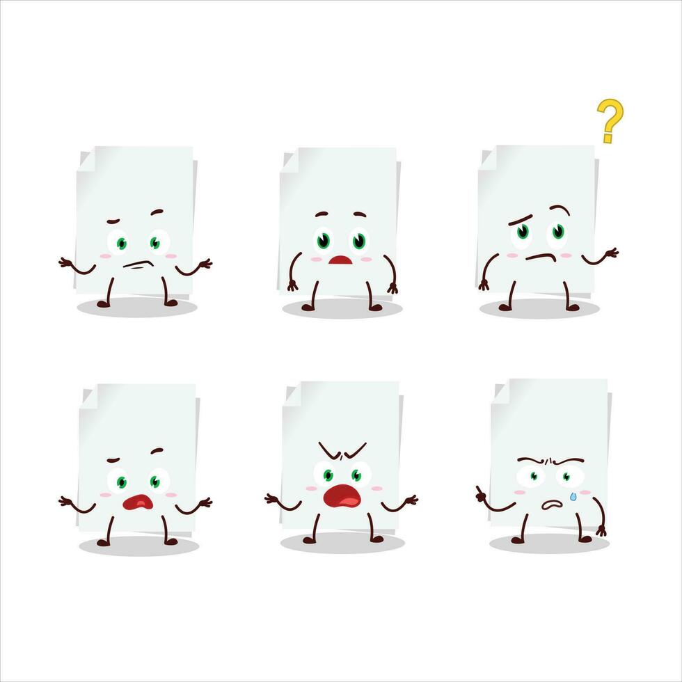 Cartoon character of blank sheet of paper with what expression vector