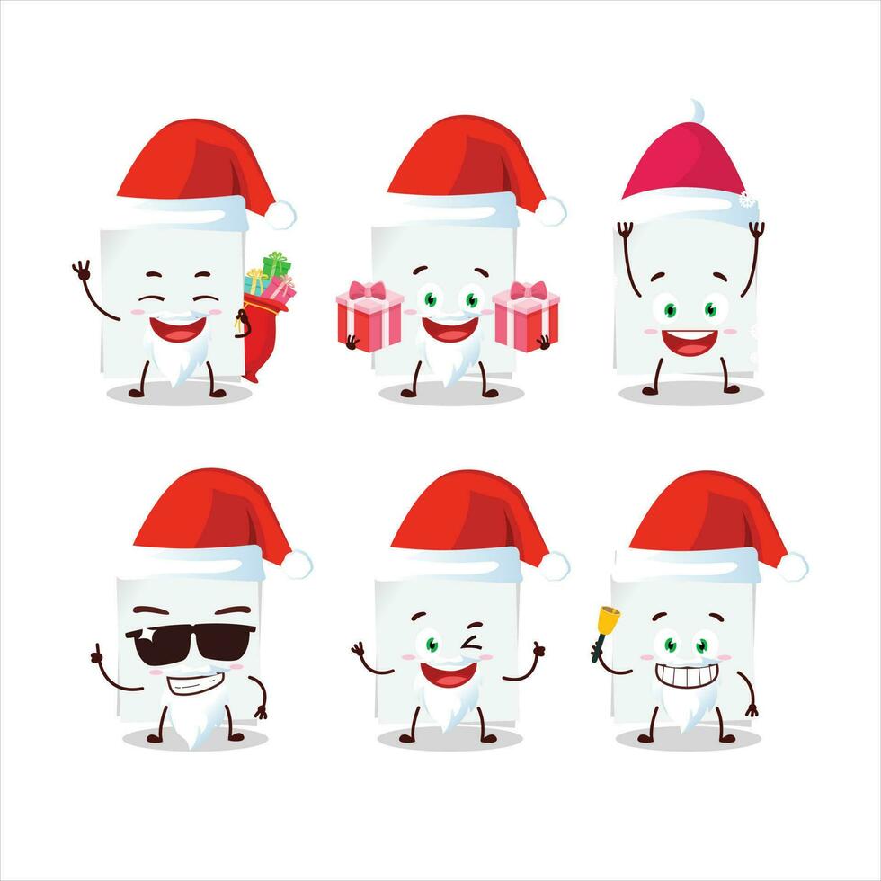 Santa Claus emoticons with blank sheet of paper cartoon character vector