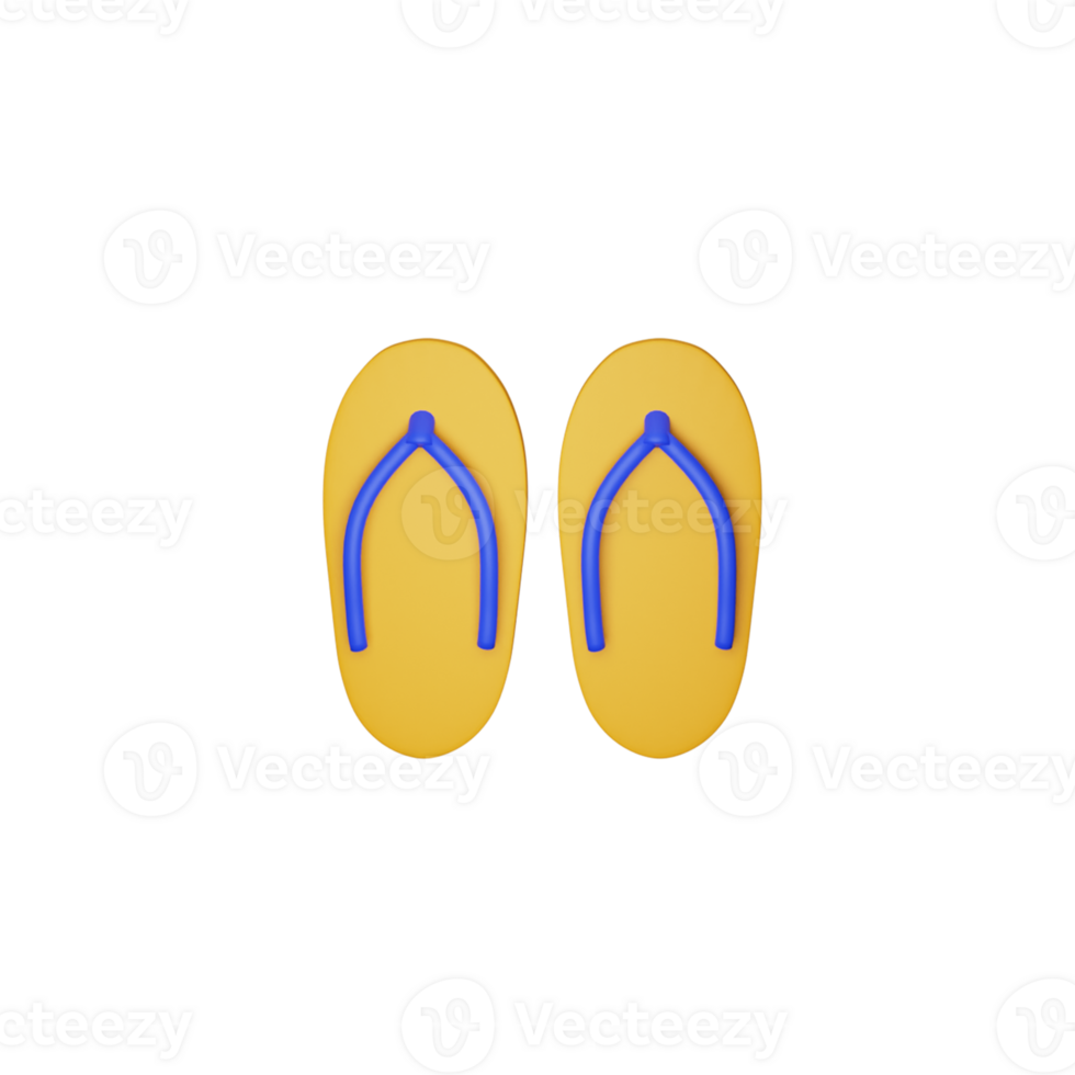 Blue And Yellow Illustration Of Slipper 3D Icon. png