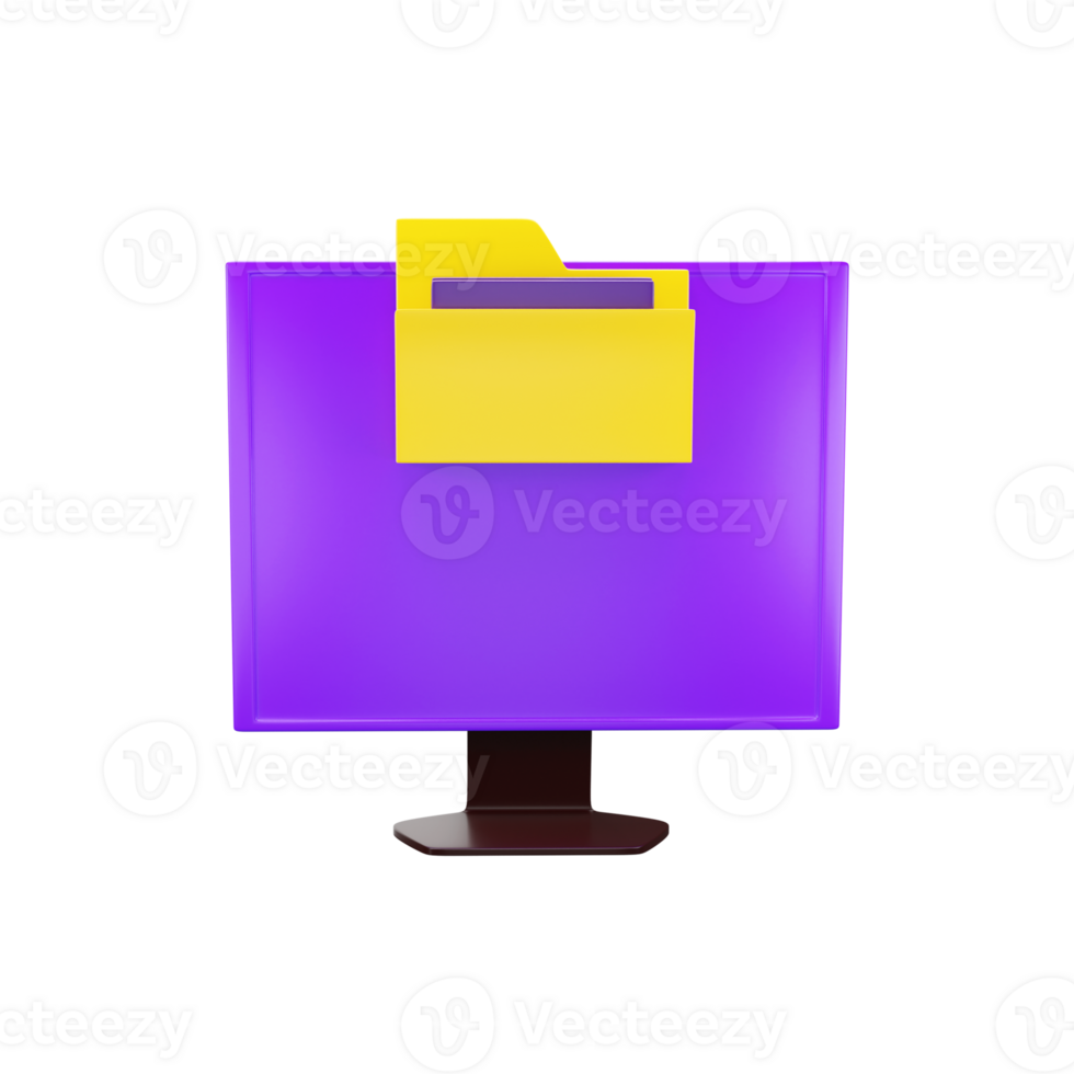 3D Style Folder In Desktop Screen Yellow And Purple. png