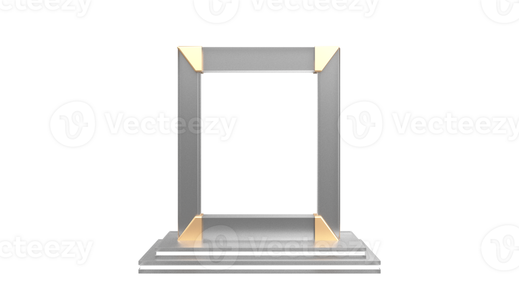 3D Render Glass Frame Stand or Product Display Podium Icon. png
