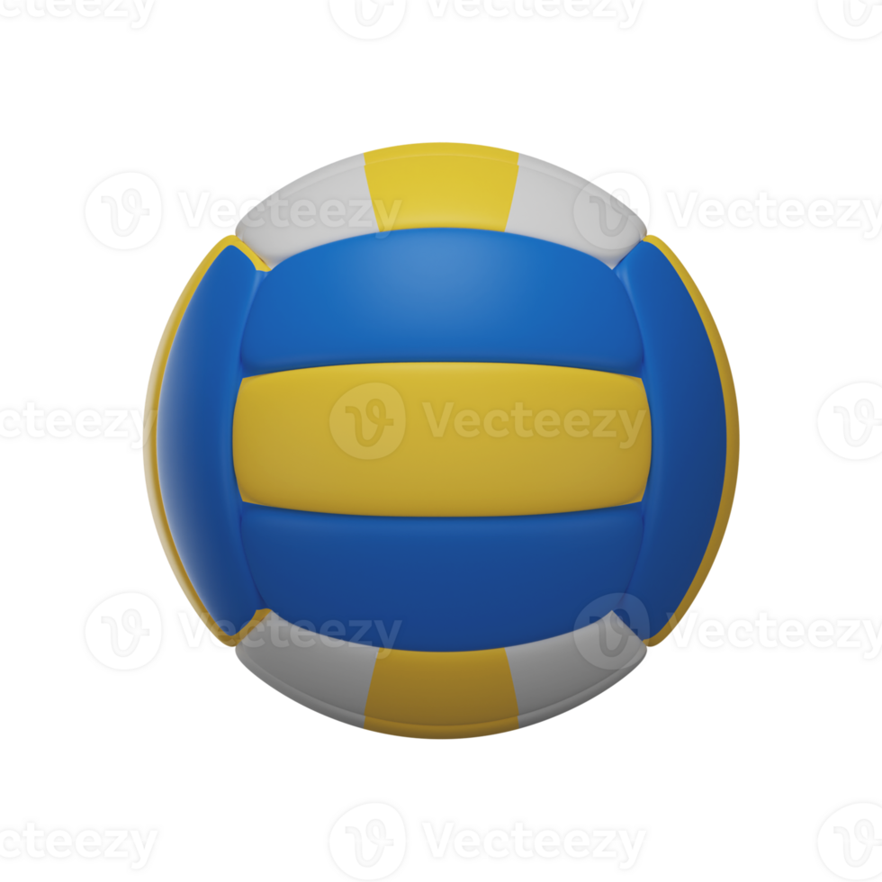 Top View of Volleyball 3D Render Icon In Blue And Yellow Color. png