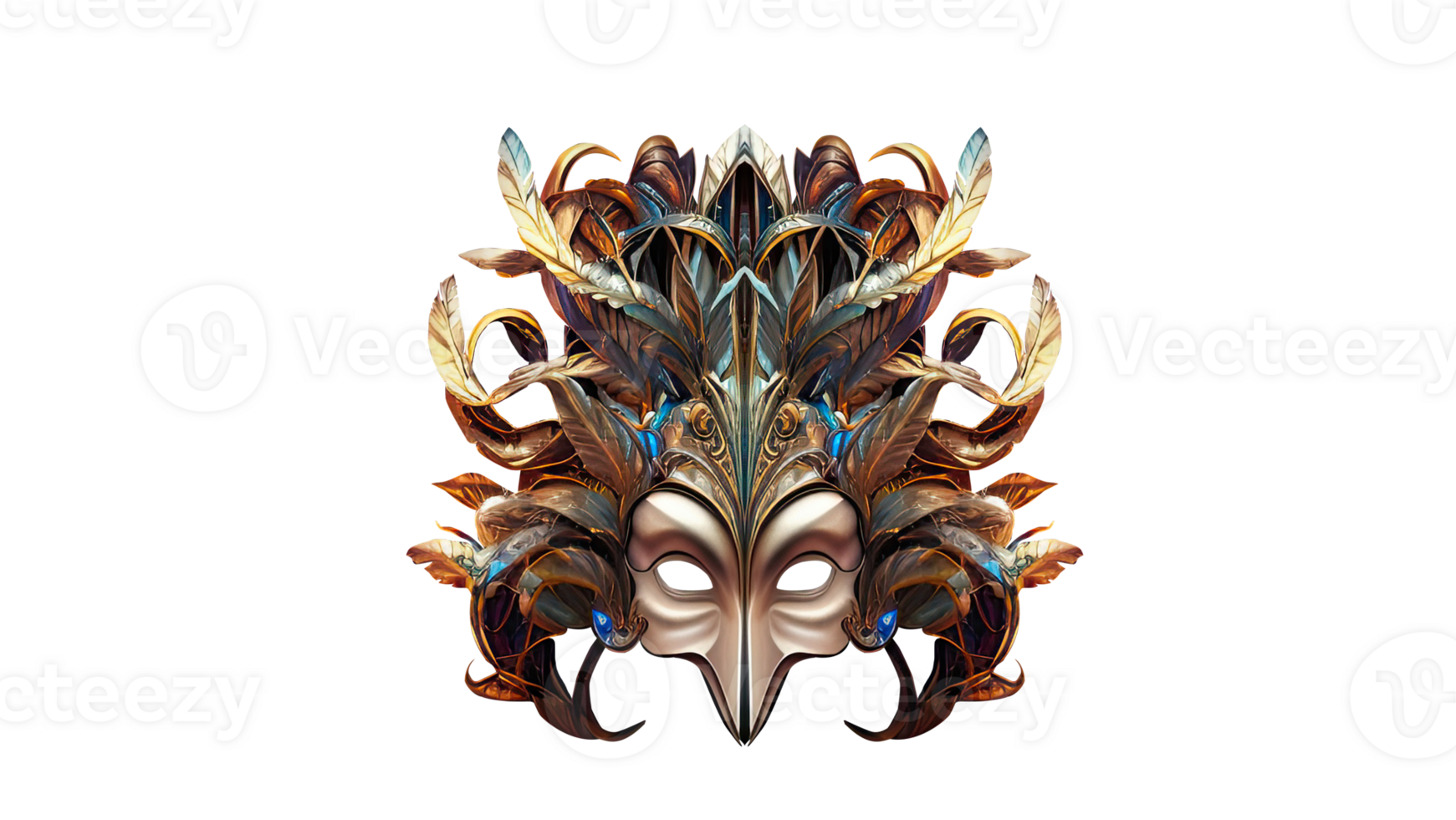 3D Render of Beautiful Feather Masquerade Mask Icon. png
