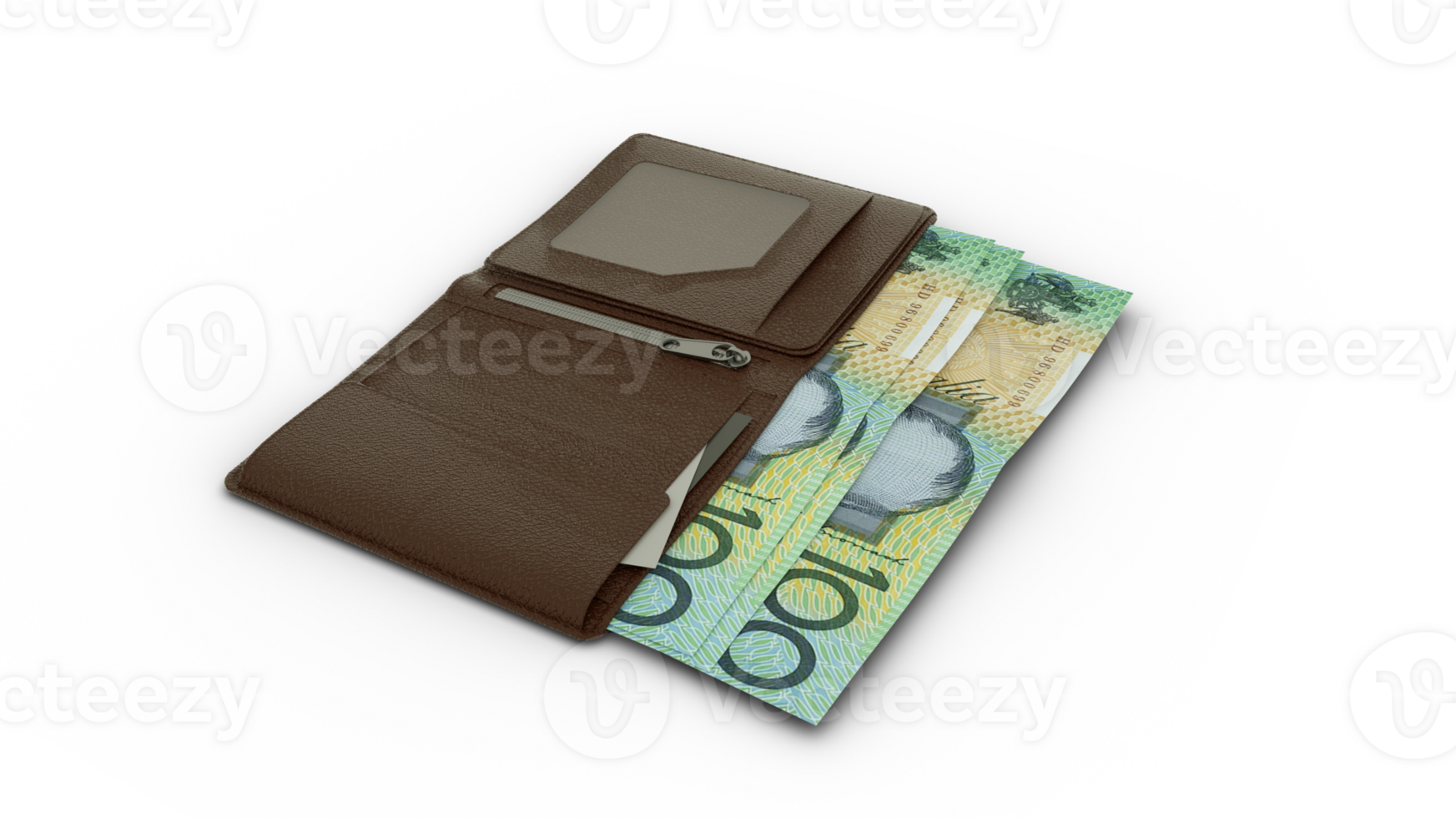 3d Renderização do 100 australiano dólar notas dentro carteira png