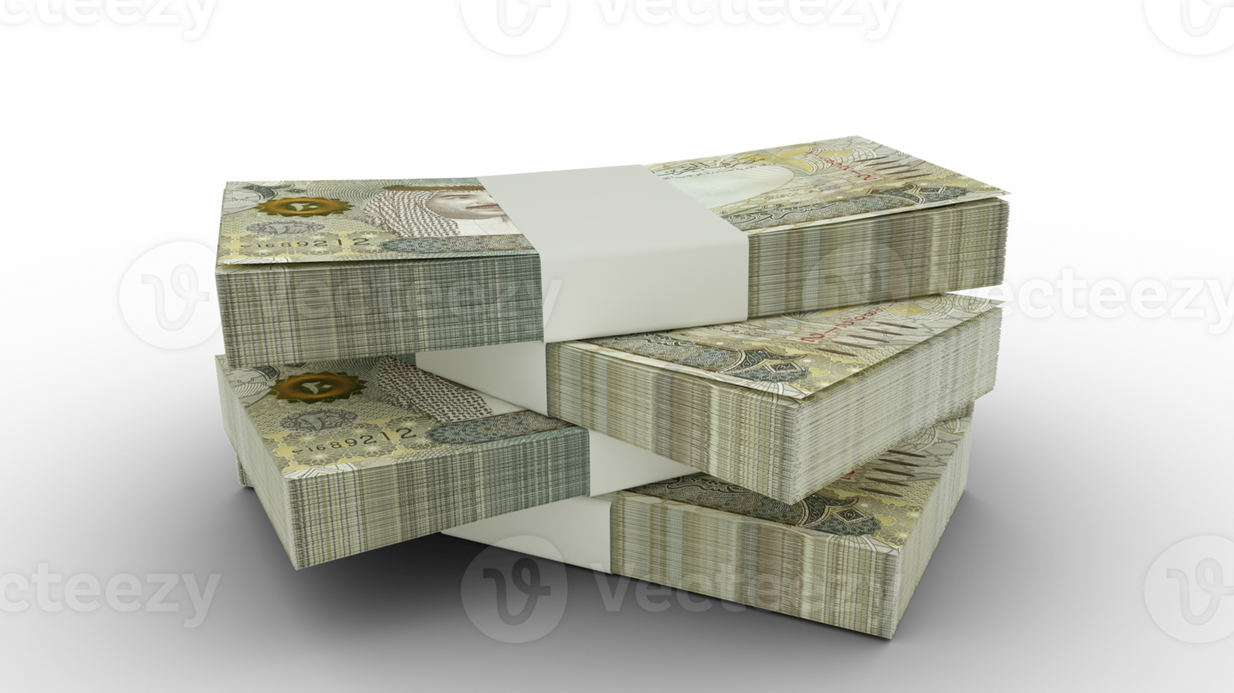 3d rendering of Stack of 100 Bahamian dollar notes. Few bundles of Bahamian currency isolated on transparent background png