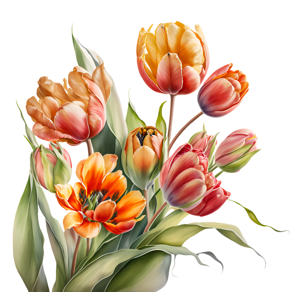 tulipano fiori acquerello matita clipart ai generato png