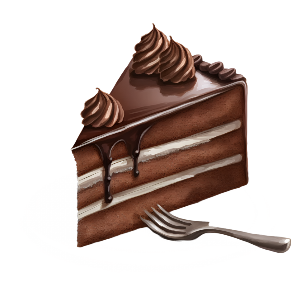 Chocolate Cake Watercolor Clipart AI Generated 23654917 PNG