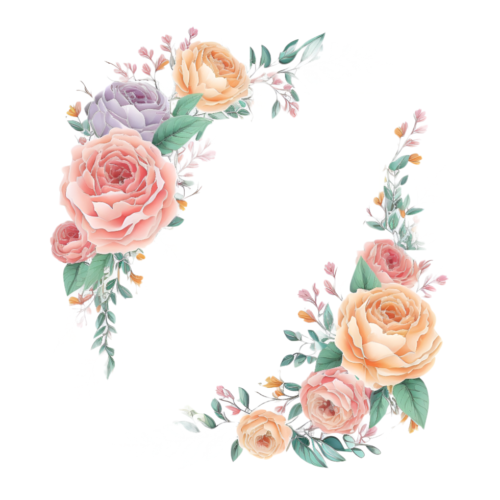 Blume Strauß Rahmen Aquarell Clip Art ai generiert png