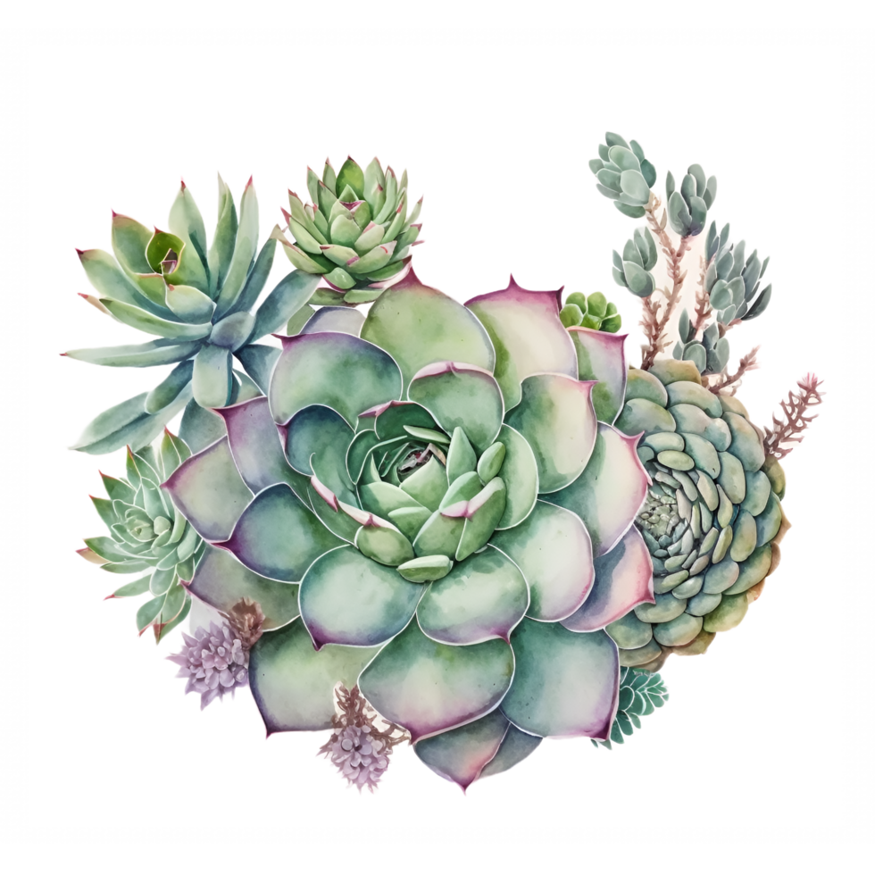 Succulent Plants Watercolor Clipart png