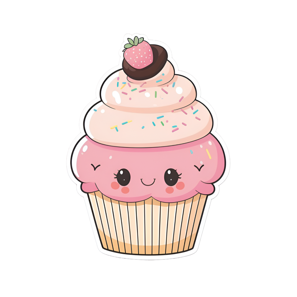 Cute Cartoon Kawaii Cupcake Sticker Clipart 23654953 PNG
