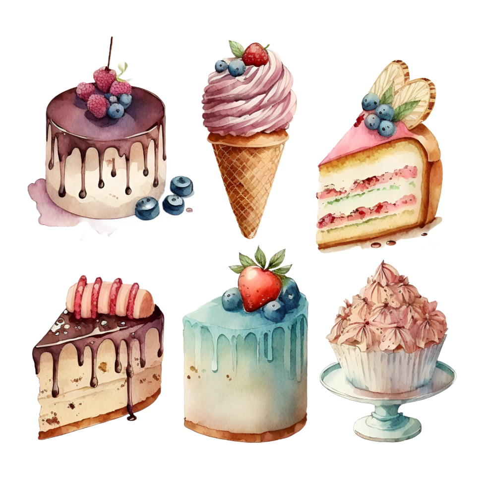 pastello acquerello dolci clipart ai generato png