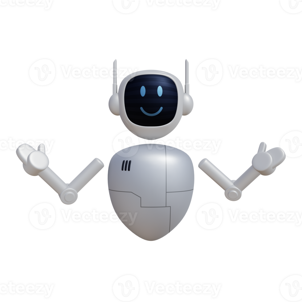 Robot 3d character with explaining gesture png