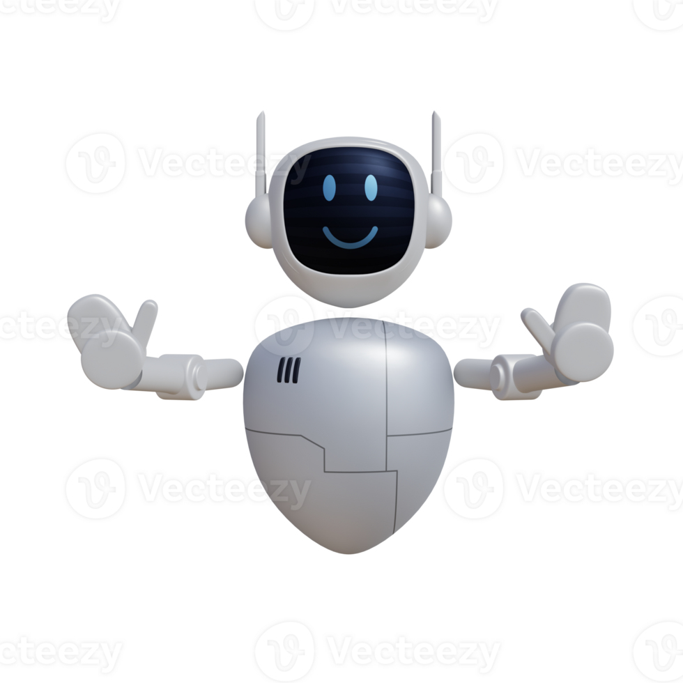 Robot 3d character with stop gesture png