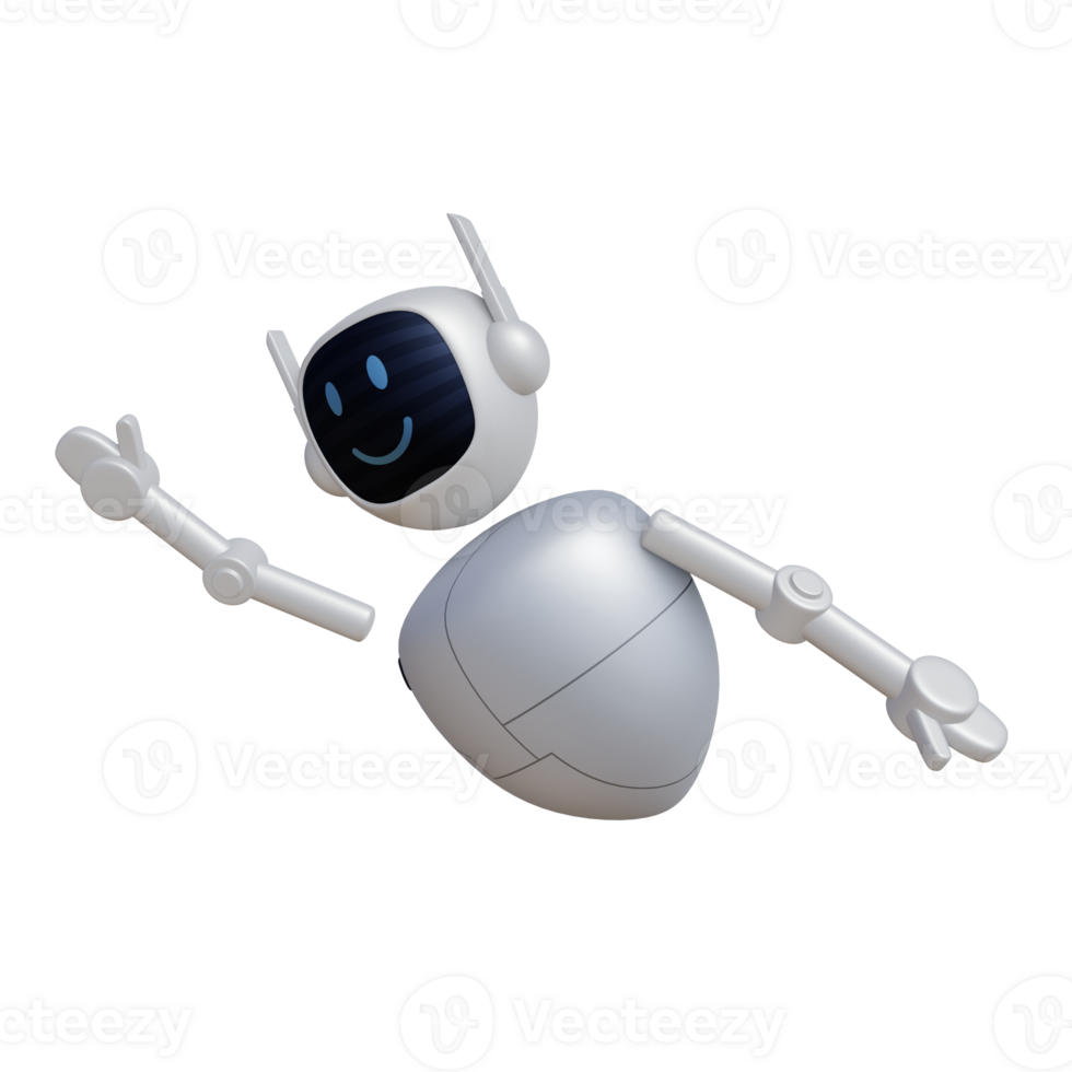 Robot 3d character flying mode png