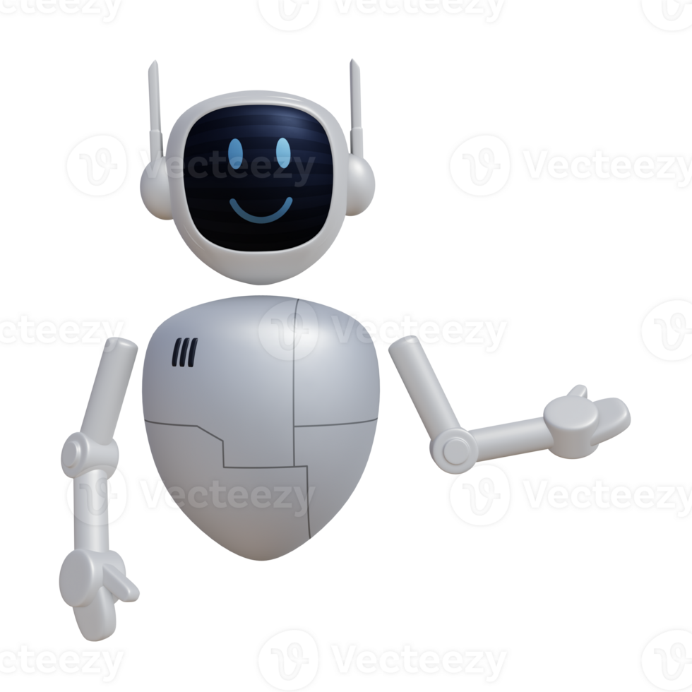 Robot 3d character with explaining gesture png
