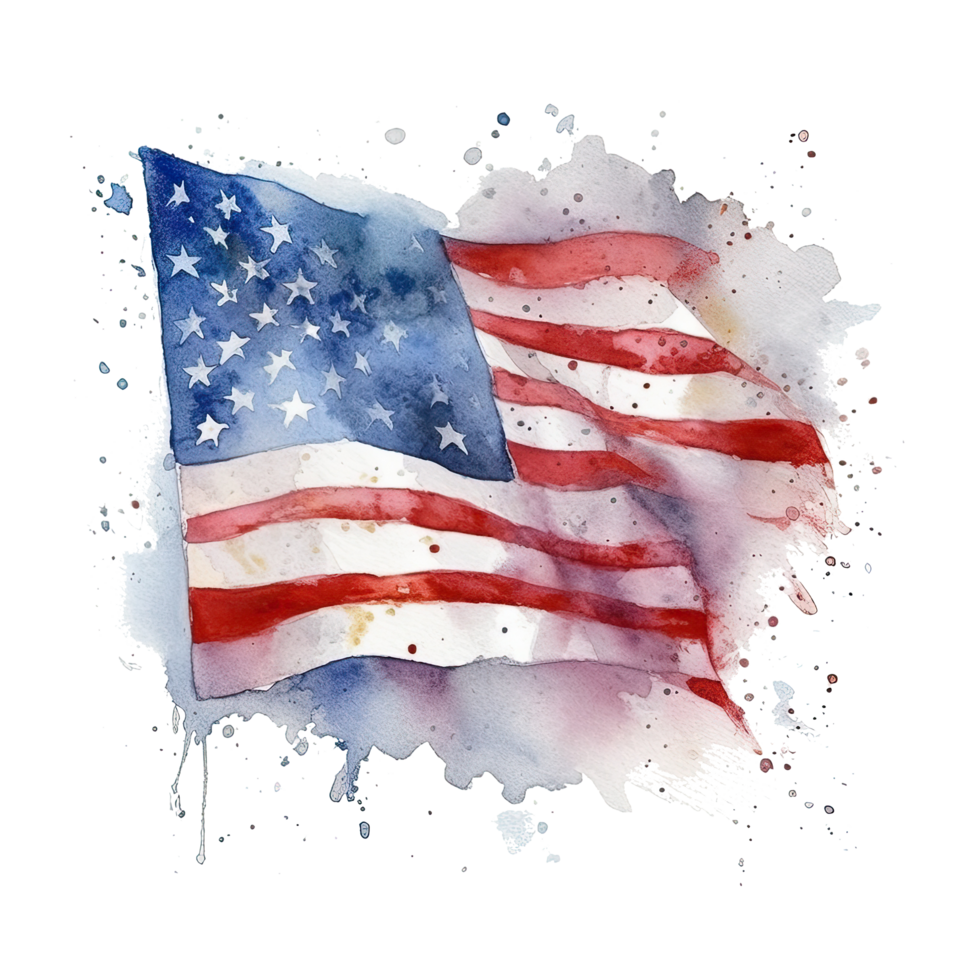 Watercolor USA flag. Illustration png