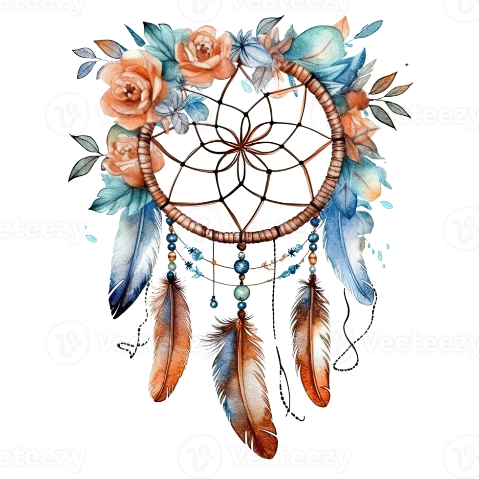 Watercolor dream catcher. Illustration png