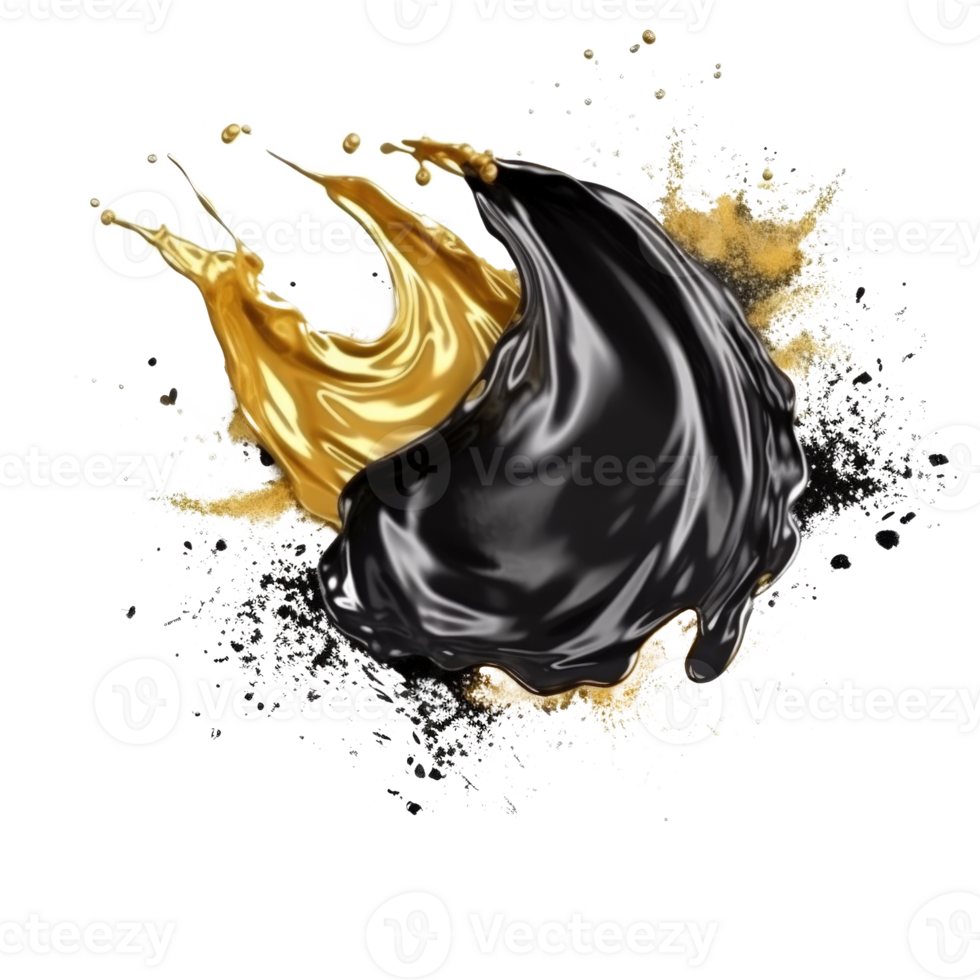 Black and golden splash. Illustration png