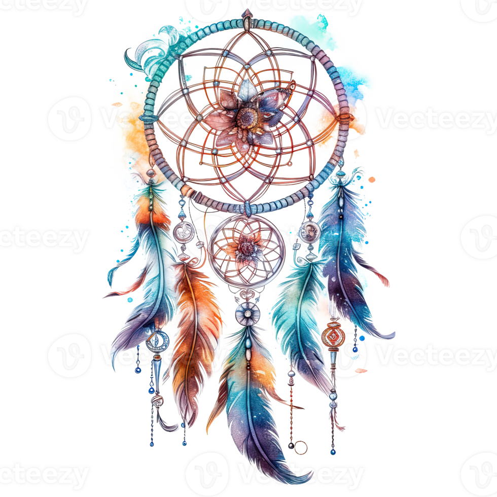 Watercolor dream catcher. Illustration png